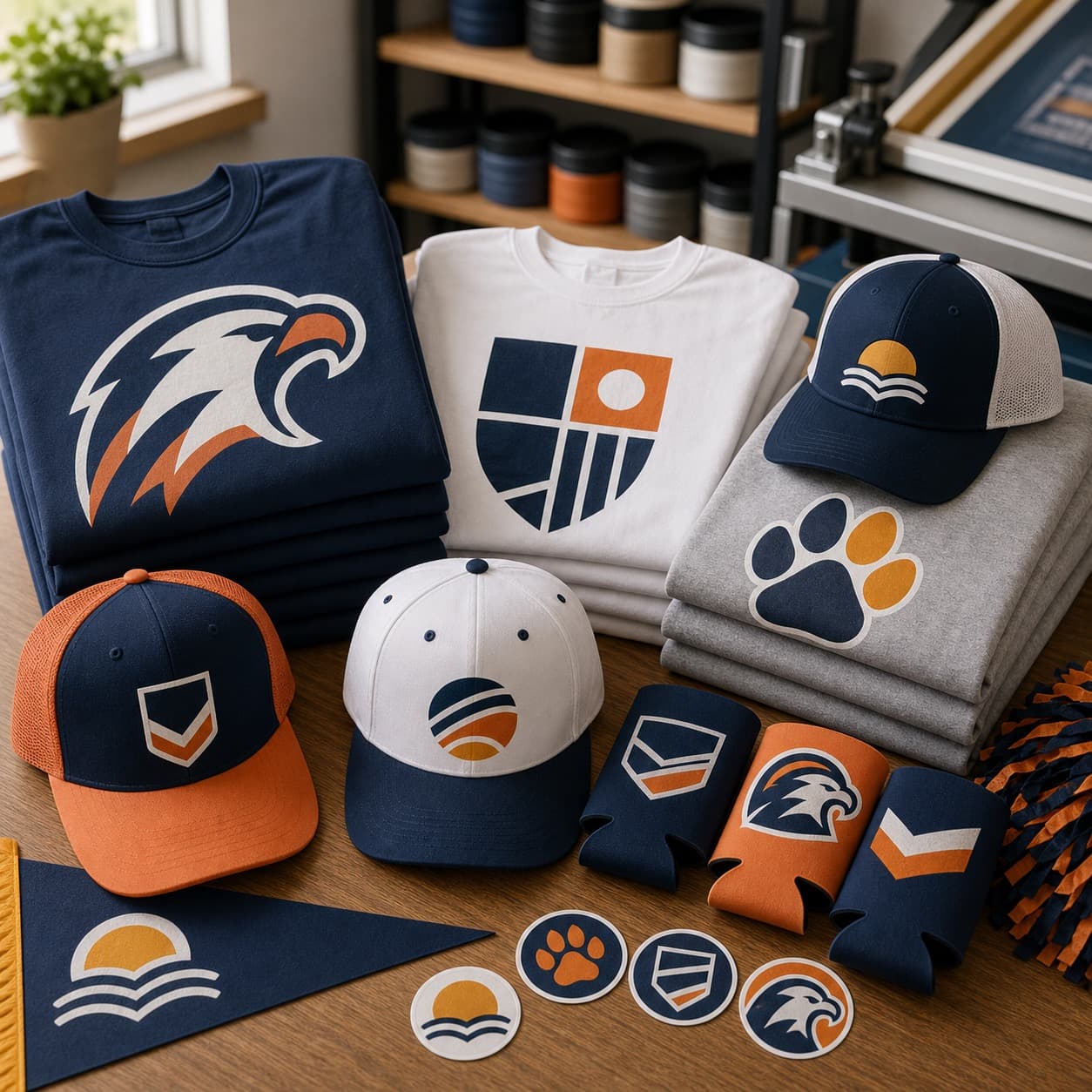 Custom school spirit merchandise in matching colors